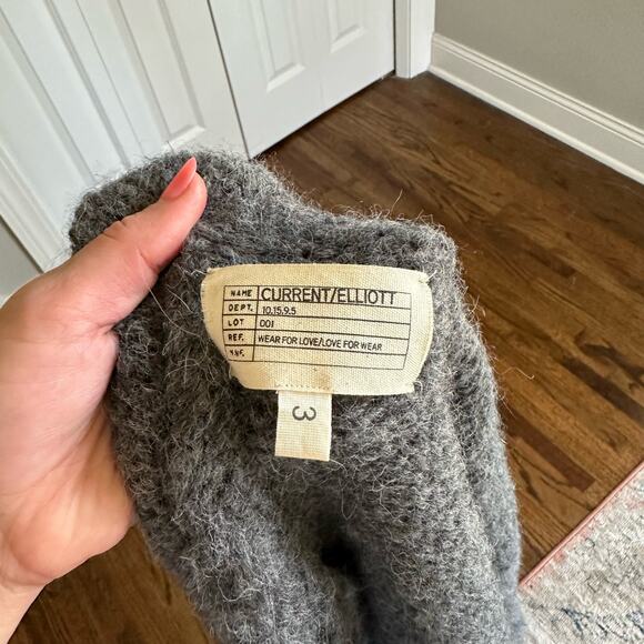 Current/Elliott The Long Slash Pocket Open Front Sweater Cardigan Gray L - Picture 7 of 9